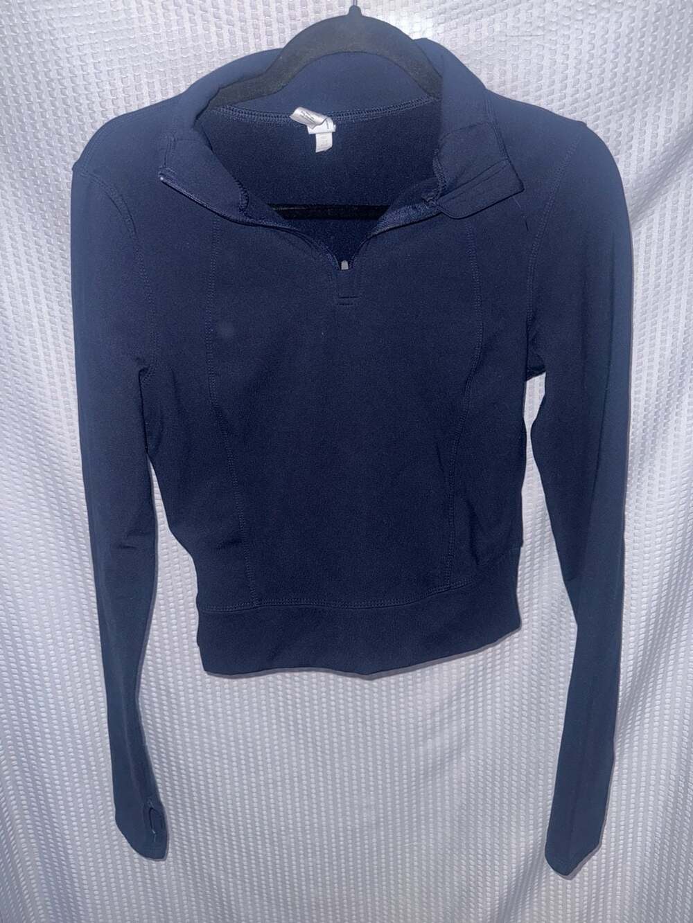 Yogalicious Lux Navy Blue Cropped Quarter-Zip Athletic Top Size M